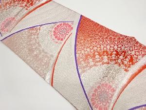 リサイクル　曲線に華紋模様織出し袋帯